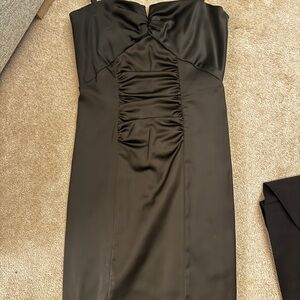 Betsy & Adam Black Strapless Ruched Cocktail Dress